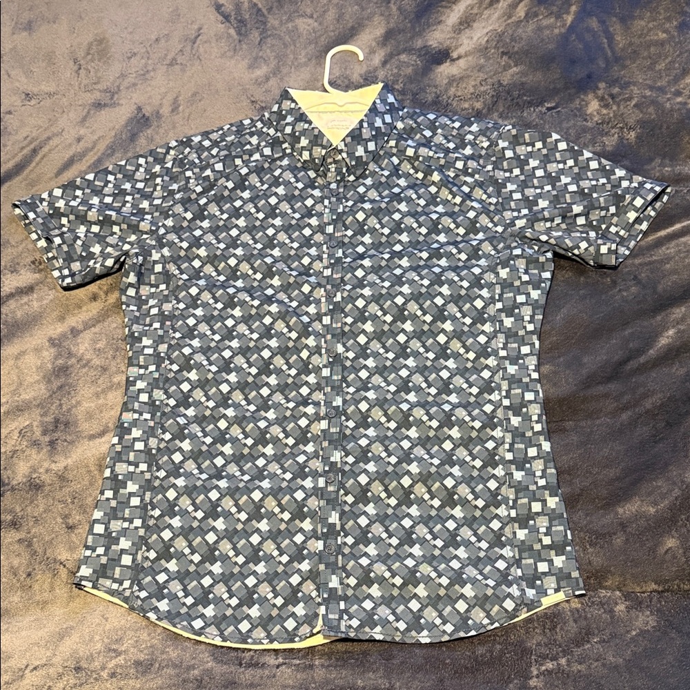 Stylish Blue Geometric Men's Button Down Shirt